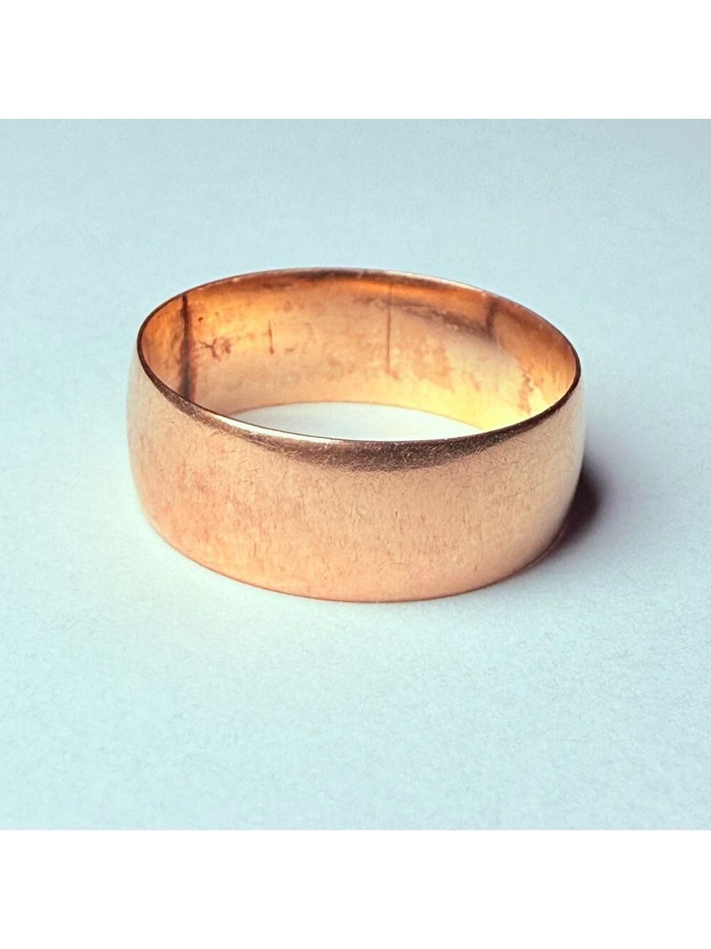 14k Solid Yellow Gold Classic Plain 6.5mm Wide Band Ring Vintage - Picture 1 of 8
